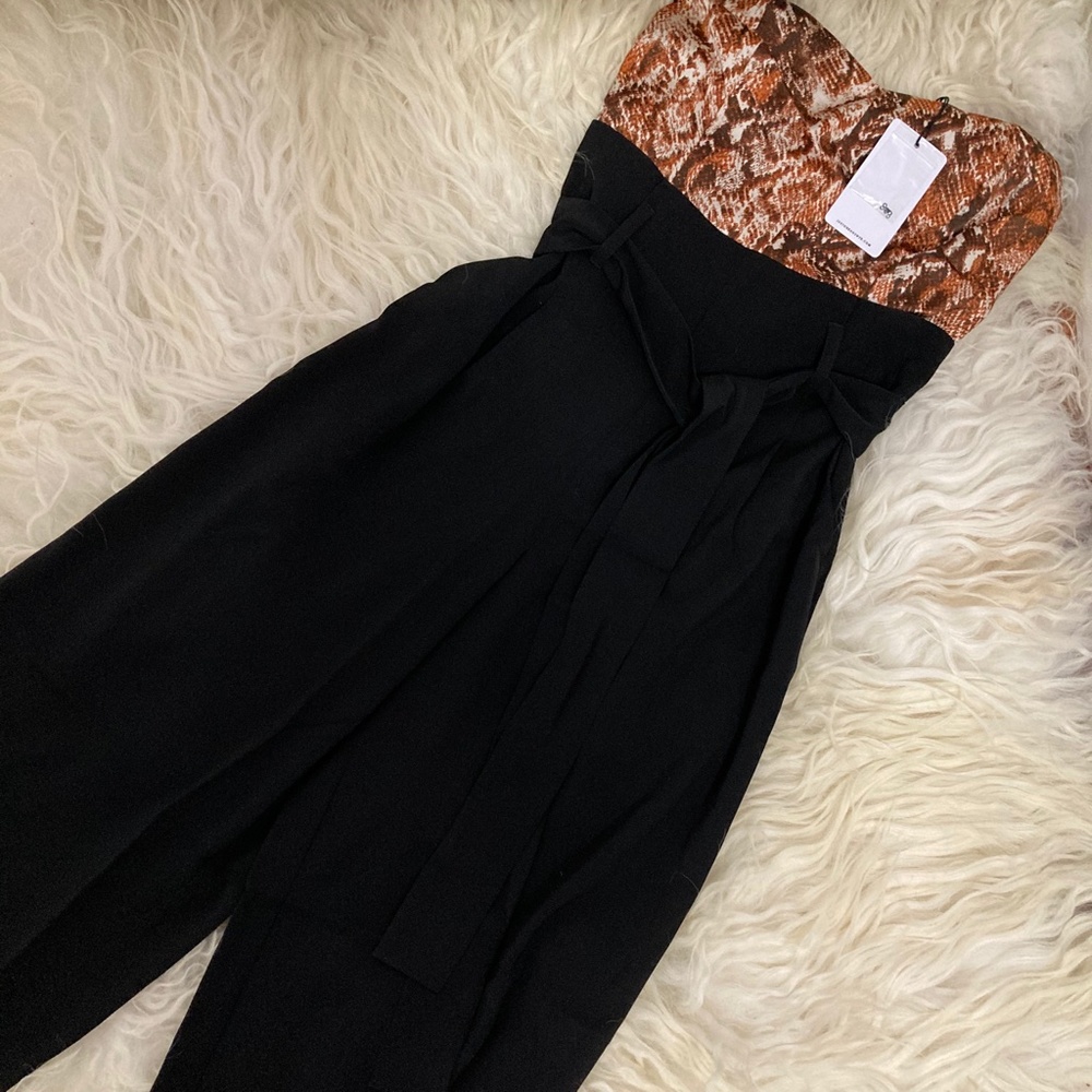 J.O.A. Strapless Jumpsuit In Rust Snake - Picture 7 of 11